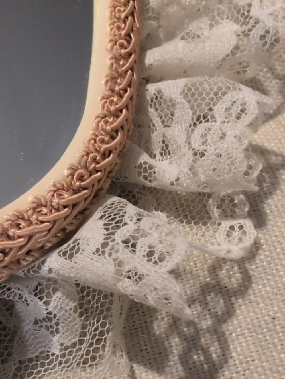Coquette Style Vintage Hand Held‎ Mirror floral Lace Victorian Romantic